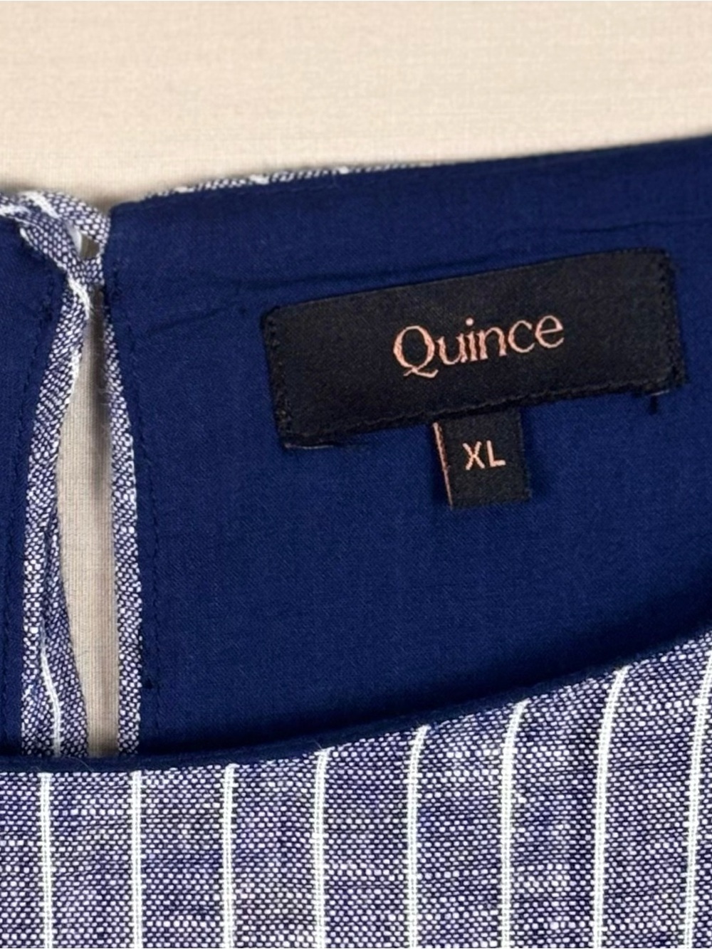 Quince 100% European Linen Stripe Tank Shift Dress XL Blue Coastal - Picture 2 of 7